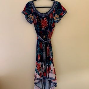 Tropical Print High Low Dress